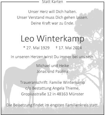 Anzeige von Leo Winterkamp 