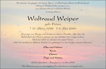 Anzeige von Waltraud Weiper 
