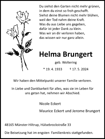 Anzeige von Helma Brungert 