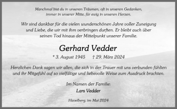 Anzeige von Gerhard Vedder 