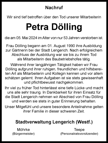 Anzeige von Petra Dölling 