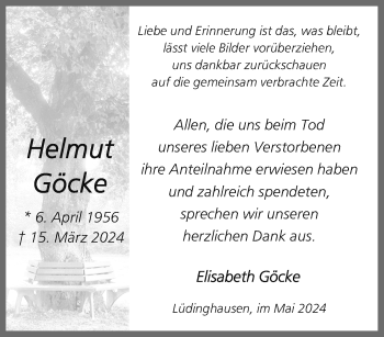 Anzeige von Helmut Göcke 