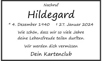 Anzeige von Hildegard  
