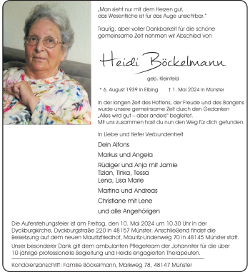 Anzeige von Heidi Böckelmann 