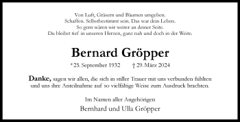 Anzeige von Bernard Gröpper 