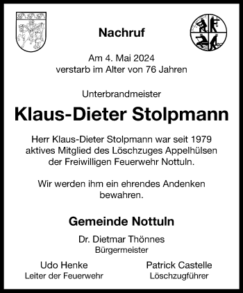 Anzeige von Klaus-Dieter Stolpmann 