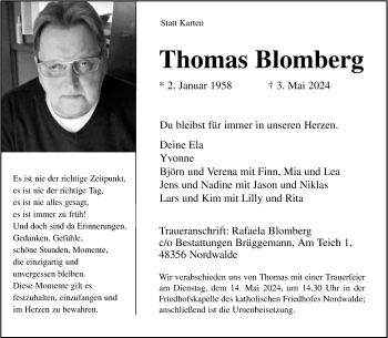 Anzeige von Thomas Blomberg 
