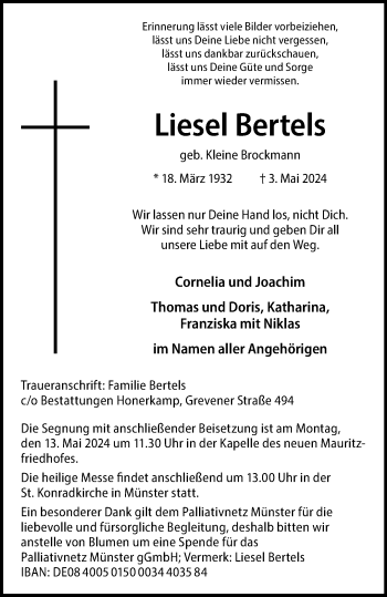 Anzeige von Liesel Bertels 