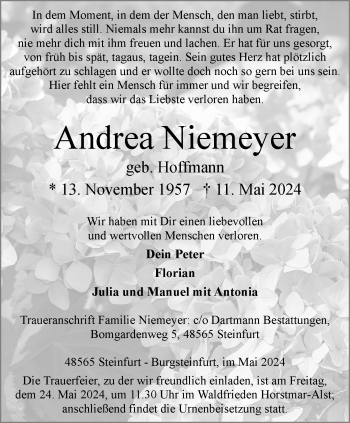 Anzeige von Andrea Niemeyer 