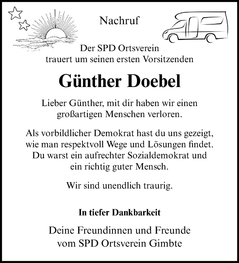  Traueranzeige für Günther Doebel vom 25.05.2024 aus 