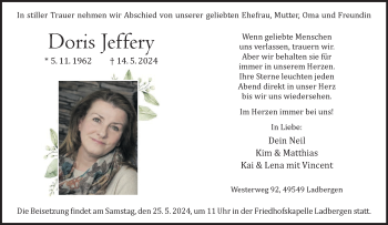 Anzeige von Doris Jeffery 