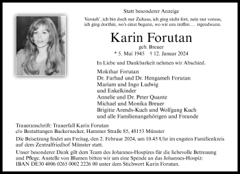 Anzeige von Karin Forutan 