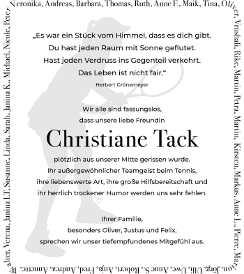 Anzeige von Christiane Tack 
