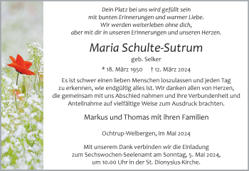 Anzeige von Maria Schulte-Sutrum 