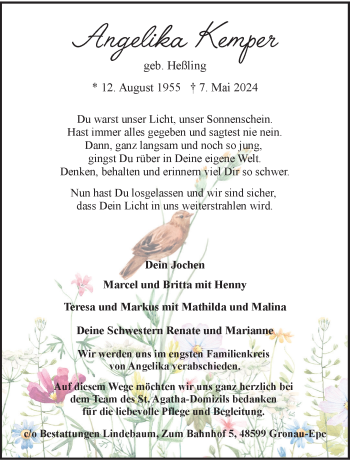 Anzeige von Angelika Kemper 