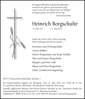 Anzeige von Heinrich Borgschulte 