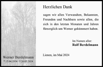 Anzeige von Werner Berdelmann 