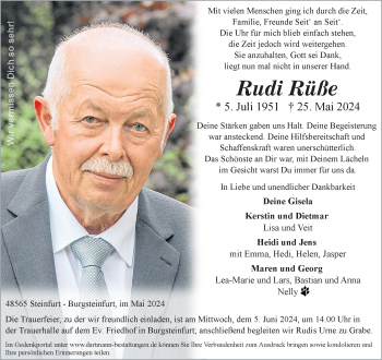 Anzeige von Rudi Rüße 