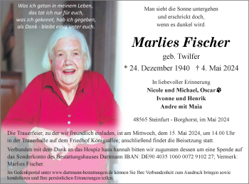 Anzeige von Marlies Fischer 