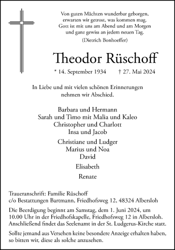 Anzeige von Theodor Rüschoff 