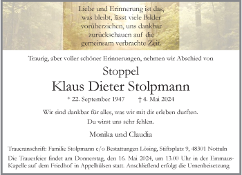 Anzeige von Klaus Dieter Stolpmann 