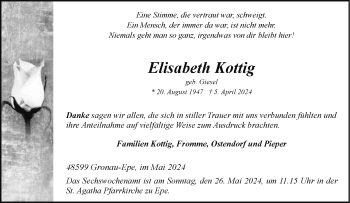 Anzeige von Elisabeth Kottig 