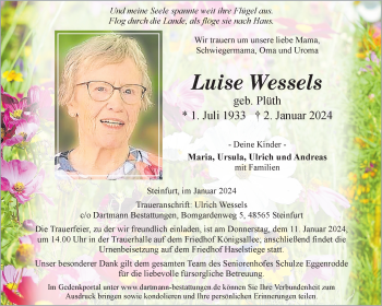 Anzeige von Luise Wessels 