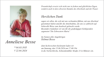Anzeige von Anneliese Besse 