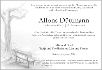Anzeige von Alfons Düttmann 