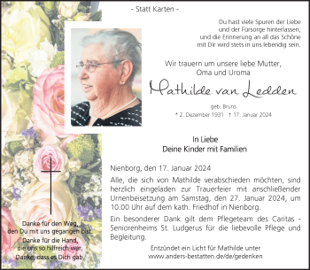 Anzeige von Mathilde van Ledden 