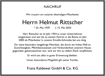 Anzeige von Helmut Rittscher 