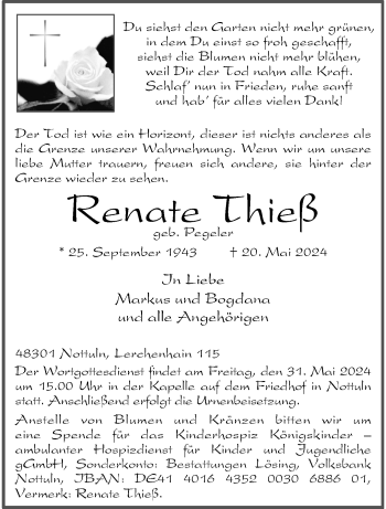 Anzeige von Renate Thieß 