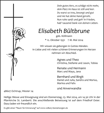 Anzeige von Elisabeth Bültbrune 