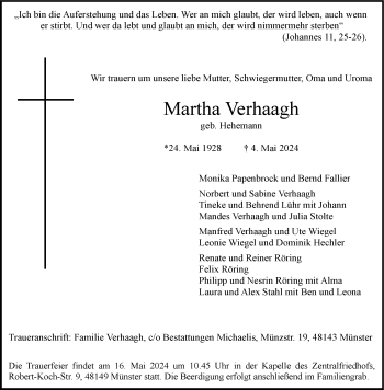 Anzeige von Martha Verhaagh 