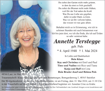 Anzeige von Annette Terstegge 