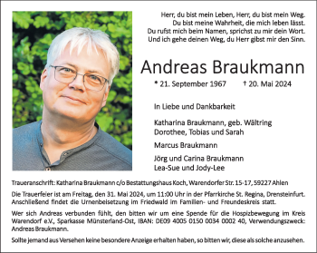 Anzeige von Andreas Braukmann 