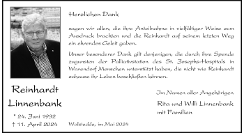 Anzeige von Reinhardt Linnenbank 