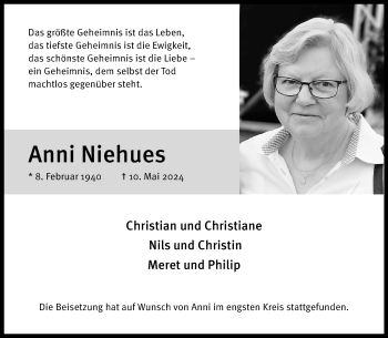 Anzeige von Anni Niehues 