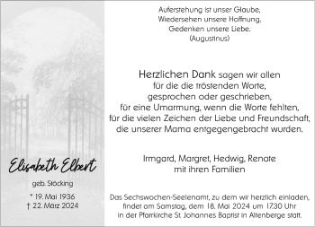 Anzeige von Elisabeth Elbert 