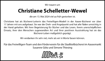 Anzeige von Christiane Schelletter-Wewel 