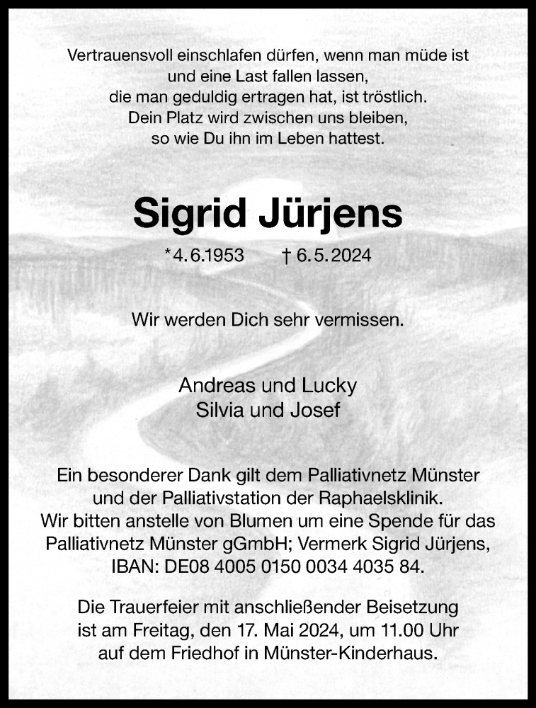  Traueranzeige für Sigrid Jürjens vom 11.05.2024 aus 