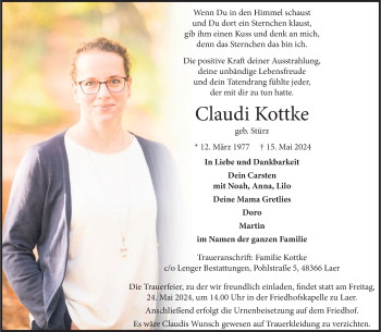Anzeige von Claudi Kottke 