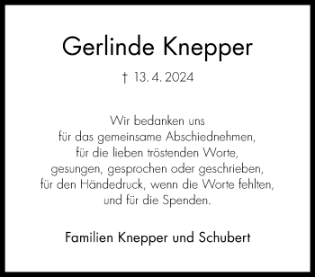 Anzeige von Gerlinde Knepper 