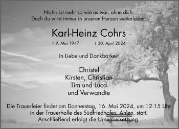 Anzeige von Karl-Heinz Cohrs 
