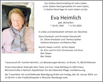 Anzeige von Eva Heimlich 
