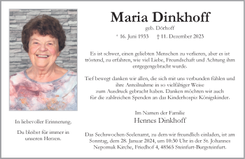 Anzeige von Maria Dinkhoff 