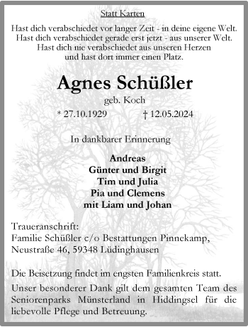 Anzeige von Agnes Schüßler 