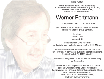 Anzeige von Werner Fortmann 