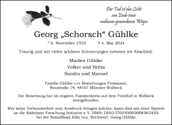 Anzeige von Georg Gühlke 