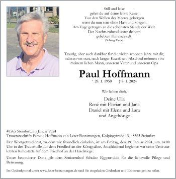 Anzeige von Paul Hoffmann 